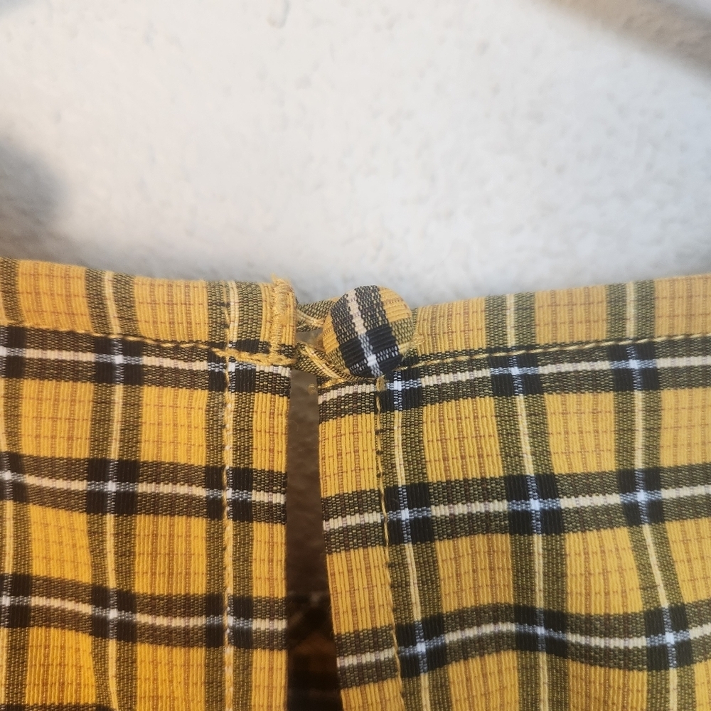 Levi's Yellow and Black Plaid Aberdeen Taffeta Drop Waist Dress Small (7672) - Picture 5 of 9